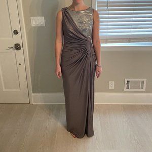 Adrianna Papell Dark Grey and Silver Gown